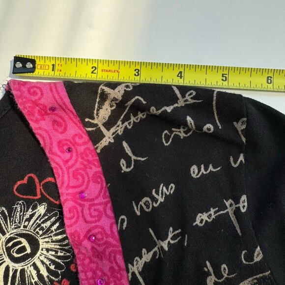 Desigual Dress Y2K Cotton Floral Stitching Rhinestones Metallic Print Large - Picture 5 of 16